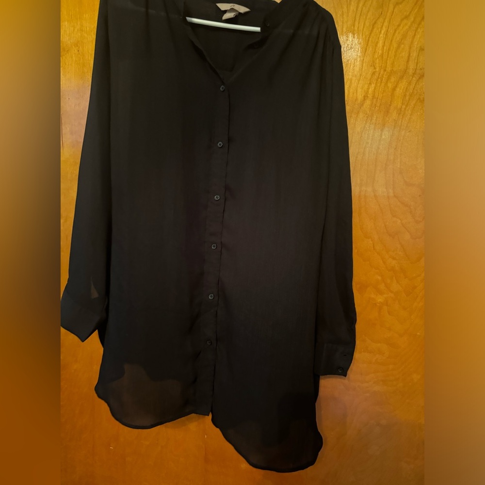 H&M-black Anna glover midi dress oversized shirt